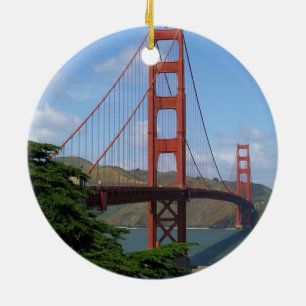 Den guld- grinden överbryggar, San Francisco Julgransprydnad Keramik