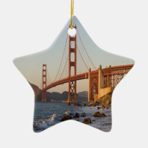 Den guld- grinden överbryggar San Francisco Julgransprydnad Keramik