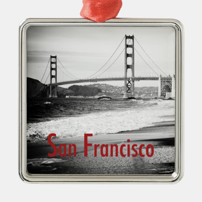 Den guld- grinden överbryggar, San Francisco Julgransprydnad Metall (Framsidan)