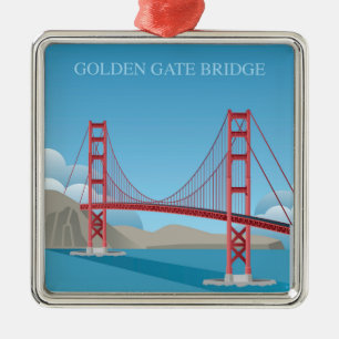 Den guld- grinden överbryggar San Francisco Julgransprydnad Metall