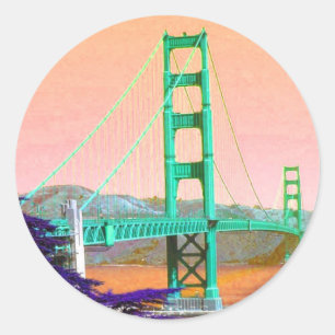 Den guld- grinden överbryggar San Francisco Runt Klistermärke