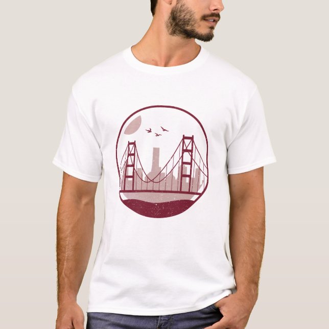 Den guld- grinden överbryggar San Francisco T Shirt (Framsida)