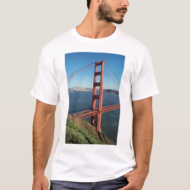 Den guld- grinden överbryggar tee shirt (Framsida)