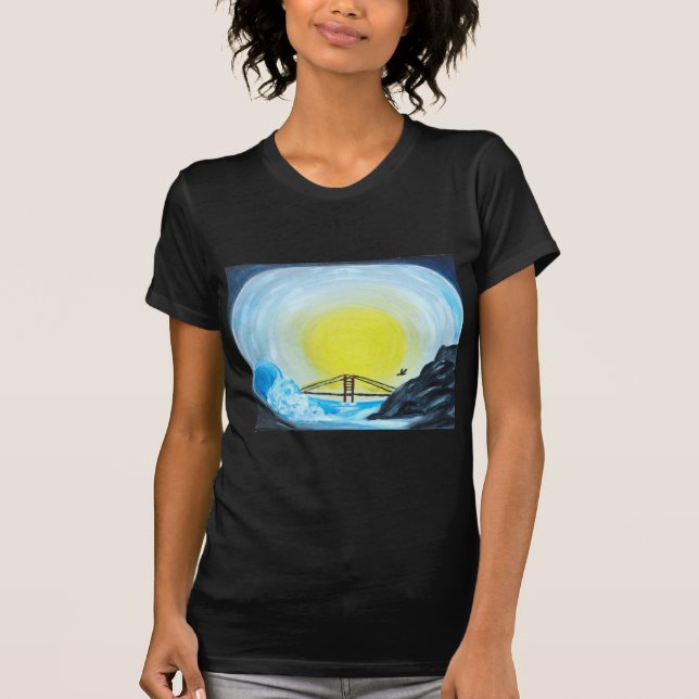 Den guld- grinden överbryggar tee shirt (Framsida)