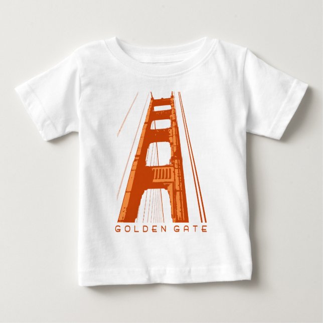 Den guld- grinden överbryggar torn - orange tee shirt (Framsida)