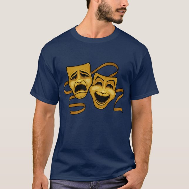 Den guld- komedi- och tragediteatern maskerar t shirt (Framsida)