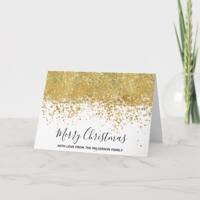 Den guld- konfettin pricker Glitzy Fauxglitter Helgkort (Framsida)