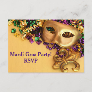 Den guld- maskeraden maskerar den Mardi Gras Inbjudningar