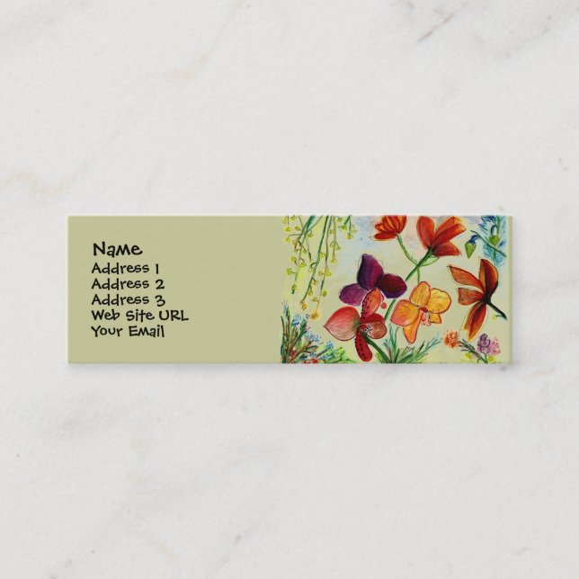 Den guld- orchiden profilerar kortet mini visitkort (Framsida)