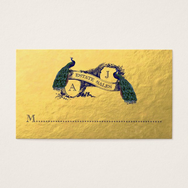 Den guld- påfågelanpassningsbar beställer visitkort (Framsidan)