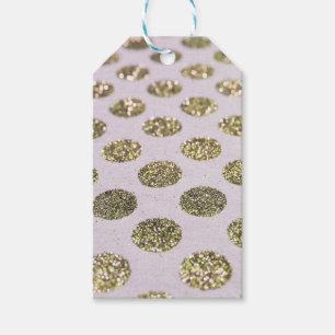 Den guld- polkaen pricker glitterLook Presentetikett