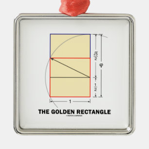 Den guld- rektangeln (geometriMathförhållandet) Julgransprydnad Metall