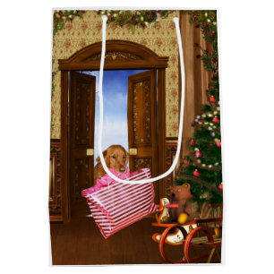 Den guld- retrieveren avslutar att shoppa för jul