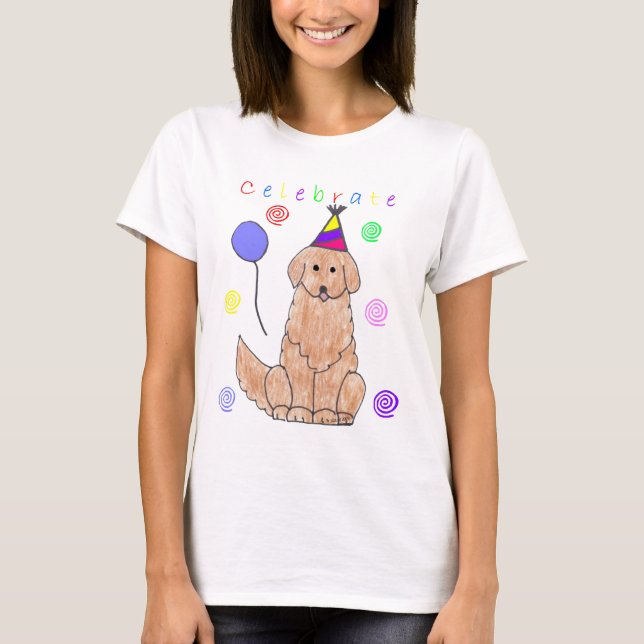 Den guld- retrieveren firar tee shirt (Framsida)