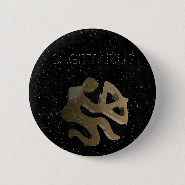 Den guld- sagittariusen undertecknar knapp (Framsida)