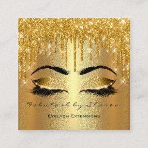 Den guld- SparkMakeupkonstnären piskar logotyplyx Fyrkantigt Visitkort