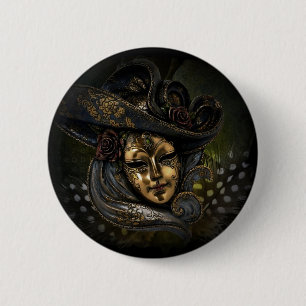 Den guld- Venetian karnevalet maskerar med Knapp