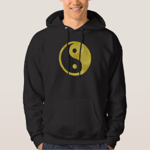 Den guld- vitfauxen omkullkastar metallisk Yin Hoodie