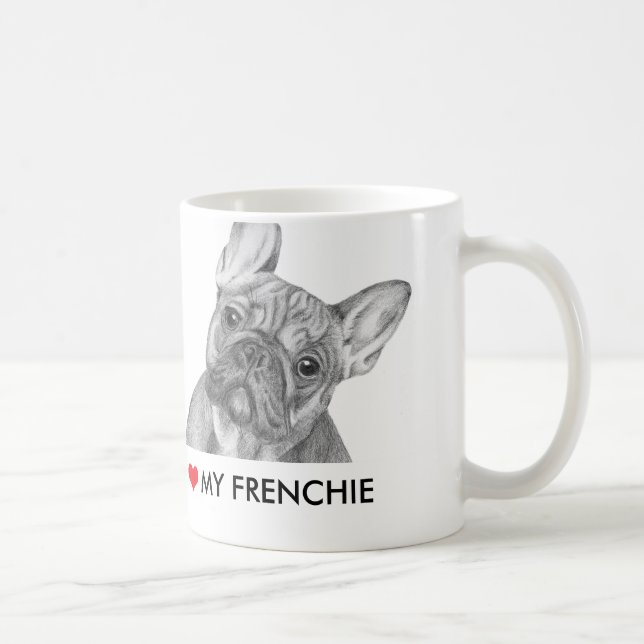 Den gulliga "älskar jag min Frenchie" franska Kaffemugg (Höger)