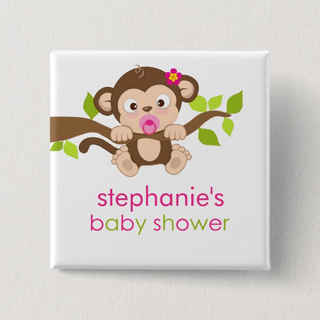 Den gulliga apaflickababy shower knäppas lite knapp (Framsida)