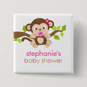 Den gulliga apaflickababy shower knäppas lite knapp