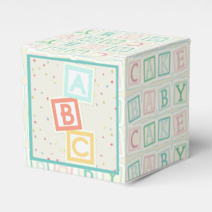 Den gulliga baby showerfavören boxas W-/ABCkvarte Presentaskar