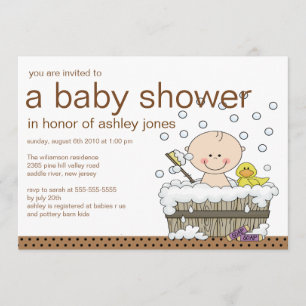 Den gulliga babyen badar pojkebaby shower inbjudningar