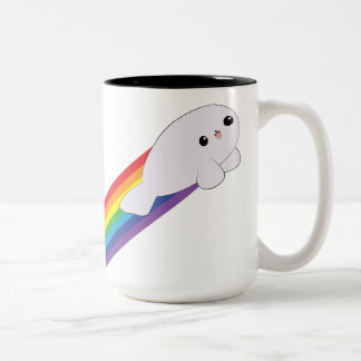 Den gulliga babyen för det Kawaii regnbågeraket Två-Tonad Mugg