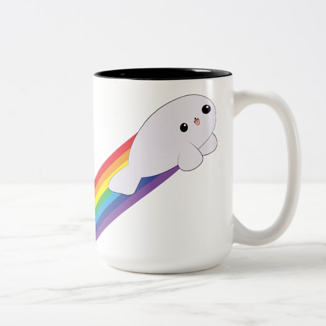 Den gulliga babyen för det Kawaii regnbågeraket Två-Tonad Mugg (Höger)