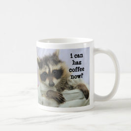 Den gulliga babyRaccoonmuggen, kan jag hazkaffe Kaffemugg