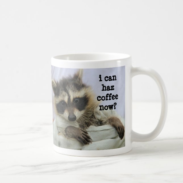 Den gulliga babyRaccoonmuggen, kan jag hazkaffe Kaffemugg (Höger)