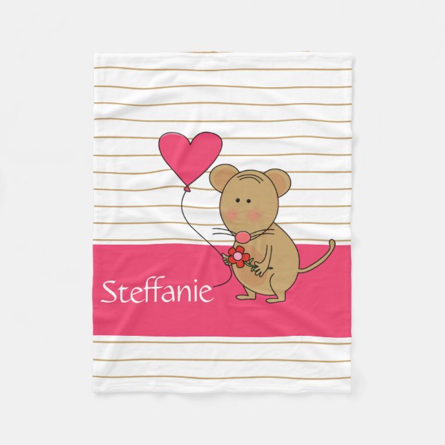 Den gulliga ballongen för musw-hjärta, tillfogar fleecefilt (Framsidan)