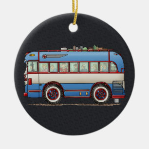 Den gulliga bussen turnerar bussen julgransprydnad keramik