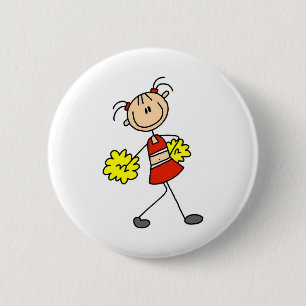 Den gulliga Cheerleading stick figur knäppas Knapp