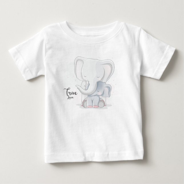 Den gulliga elefanten kopplar ihop t shirt (Framsida)