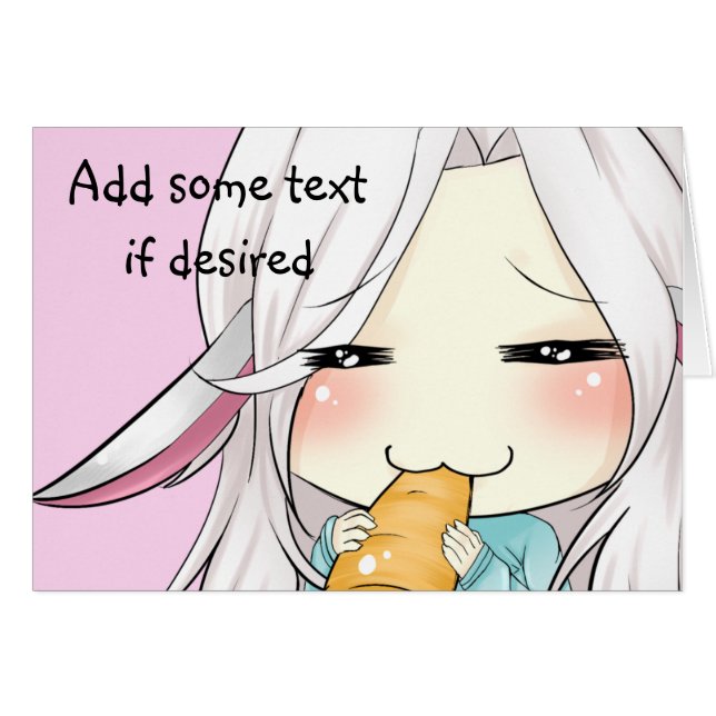 Den gulliga flickan med kaninen gå i ax hälsningskort (Framsidan Horizontal)