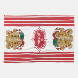 Den gulliga förtjusande pepparkakan kopplar ihop kökshandduk