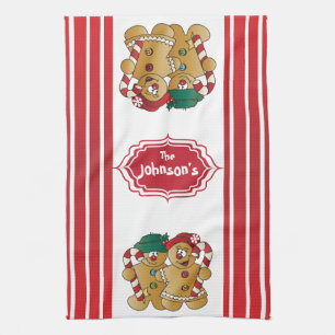 Den gulliga förtjusande pepparkakan kopplar ihop kökshandduk