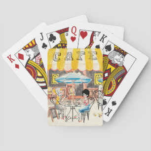 Den gulliga frankrikeCafé platsen skissar Casinokort