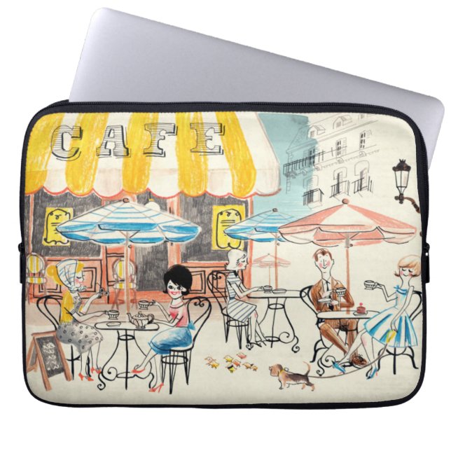 Den gulliga frankrikeCafé platsen skissar Laptop Fodral (Framsidan)