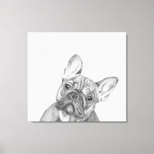 Den gulliga franska bulldoggen 12" x 12" slogg in canvastryck