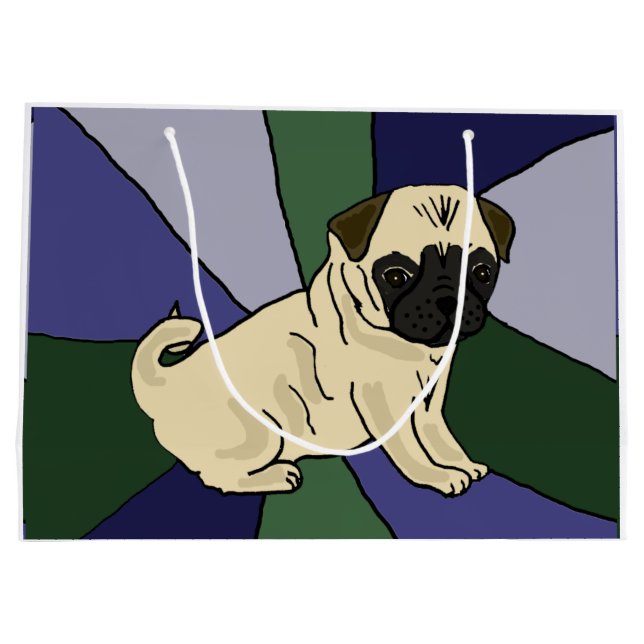 Den gulliga gåvan för mopsvalphunden hänger lös (Baksidan)