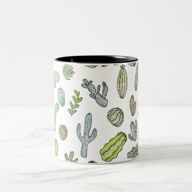 Den gulliga gröna vattenfärgen målar Två-Tonad mugg (Center)