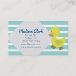 Den gulliga gula ankan med blått görar randig visitkort
