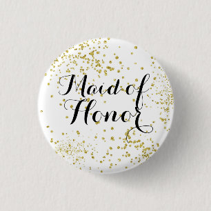 Den gulliga guld- glittermaid of honor knäppas knapp