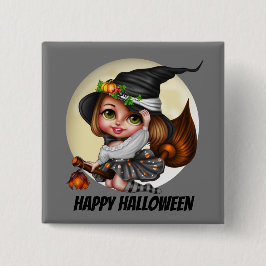 Den gulliga Halloween häxan tillfogar namn eller Knapp