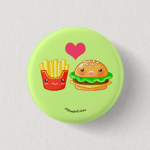 Den gulliga hamburgaren & småfiskar Pinback Knapp