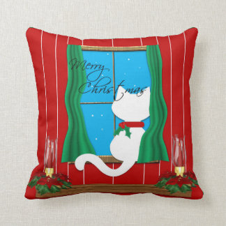 Den gulliga helgdag för vitkattgod jul kudder kudde