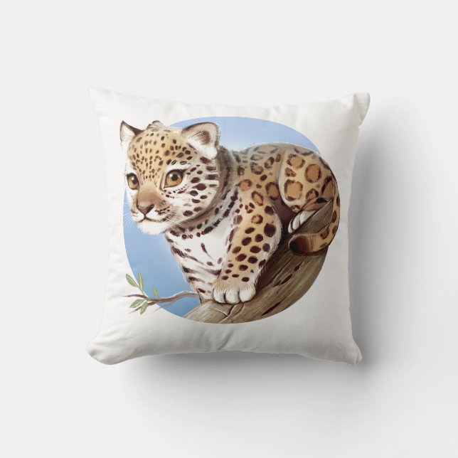 Den gulliga illustrationen för babyjaguarungen - kudde (Framsida)