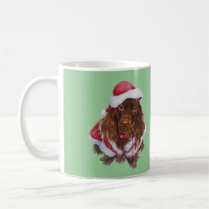 Den gulliga julen för konst för spanielvalphund kaffemugg